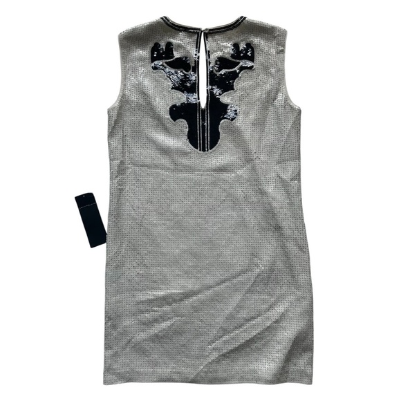 NWT BCBGMaxAzria Geri Cream Black Sequin Mini Shift Dress Size Small - Picture 4 of 11